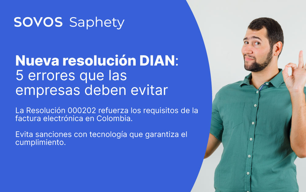 Hombre señalando con visto bueno la facturación electrónica y cumplimiento con la DIAN mediante tecnología avanzada.