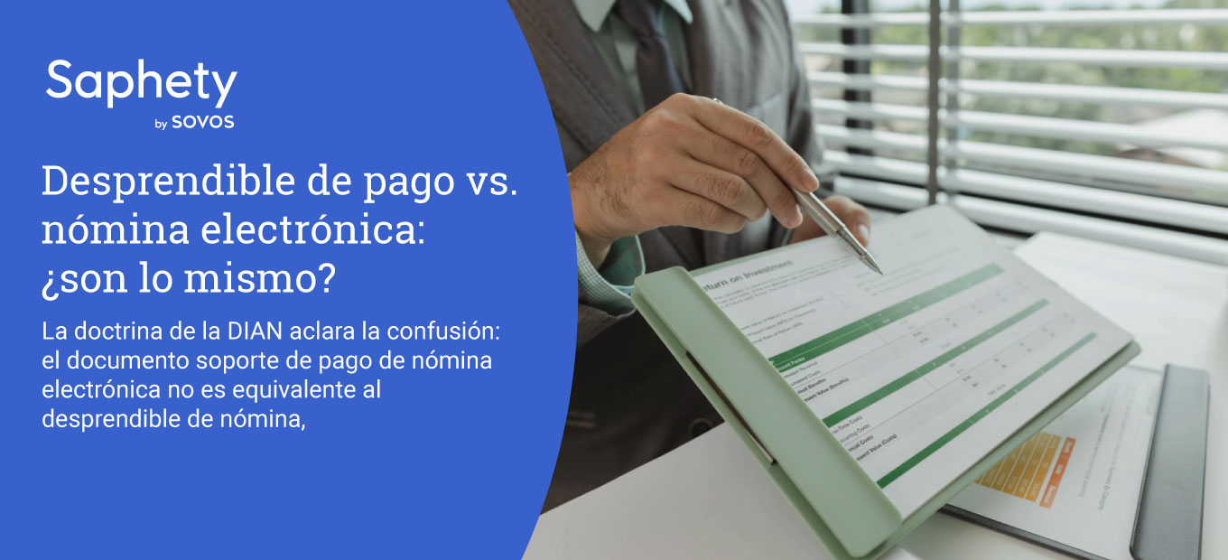 Persona revisando documentos relacionados con el desprendible de pago de nómina.